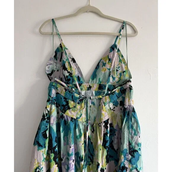 Flawed New Free People Long Love Triangle Printed Embroidered Midi Dress Size XL - Picture 5 of 8